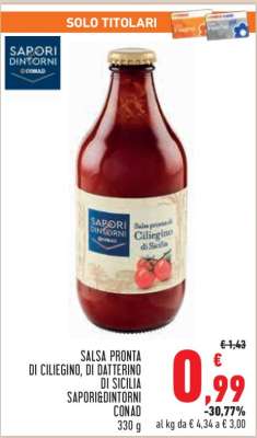 Salsa pronta di ciliegino, di datterino di Sicilia Sapori&Dintorni Conad