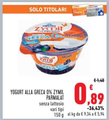 Yogurt alla Greca 0% Zymil Parmalat