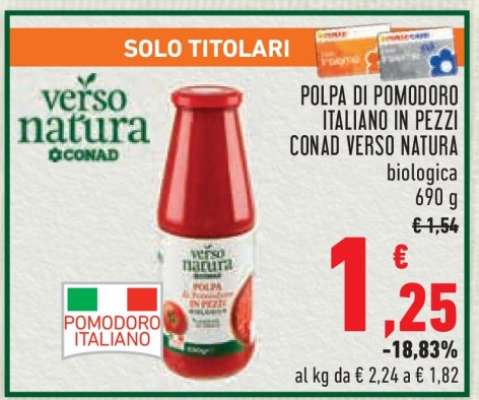 Polpa di Pomodoro Italiano in Pezzi Conad Verso Natura