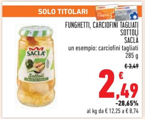Funghetti, Carciofini Tagliati Sottoli Saclà