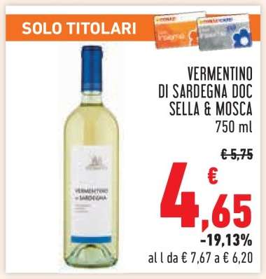 VERMENTINO DI SARDEGNA DOC SELLA & MOSCA 750 ml