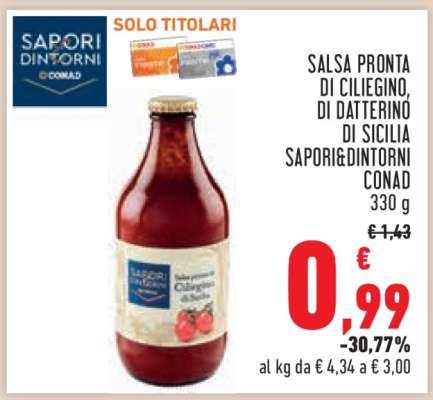 Salsa pronta di ciliegino, di datterino di Sicilia Sapori&Dintorni Conad