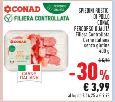 SPIEDINI RUSTICI DI POLLO CONAD PERCORSO QUALITÀ