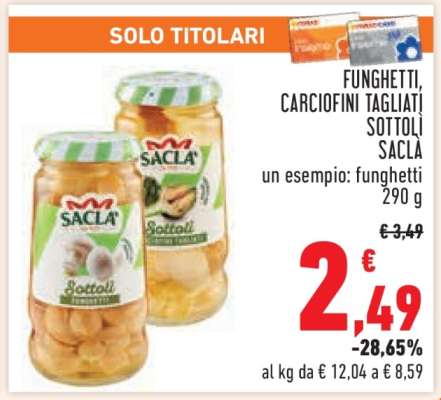 Funghetti, Carciofini Tagliati Sottoli Saclà
