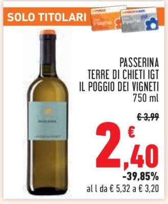 PASSERINA TERRE DI CHIETI IGT IL POGGIO DEI VIGNETI 750 ml