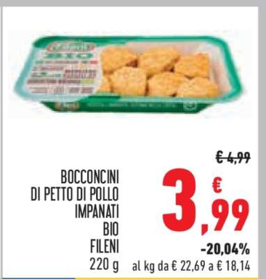 Bocconcini di petto di pollo impanati bio Fileni