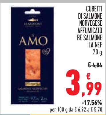 Cubetti di Salmone Norvegese Affumicato Re Salmone La Nef