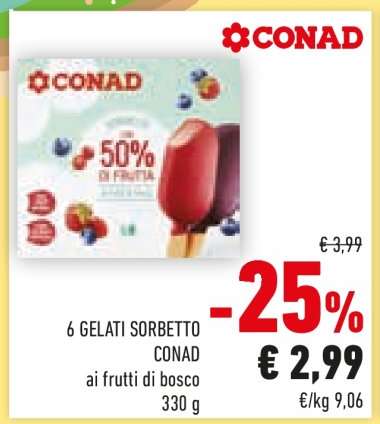 6 GELATI SORBETTO CONAD