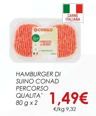 HAMBURGER DI SUINO CONAD PERCORSO QUALITA'