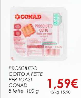PROSCIUTTO COTTO A FETTE PER TOAST CONAD