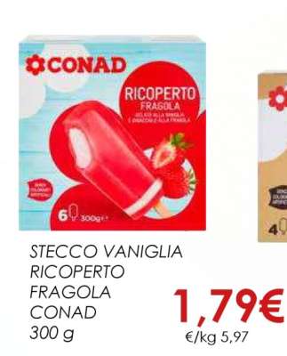 STECCO VANIGLIA RICOPERTO FRAGOLA CONAD