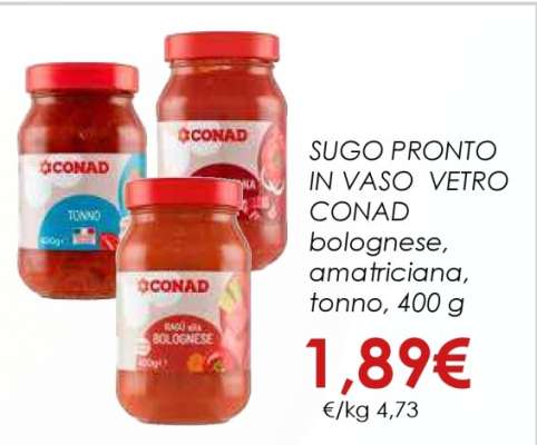 SUGO PRONTO IN VASO VETRO CONAD