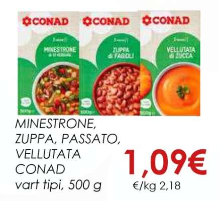 MINESTRONE, ZUPPA, PASSATO, VELLUTATA CONAD