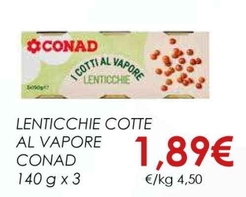 LENTICCHIE COTTE AL VAPORE CONAD