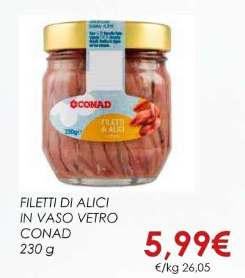 FILETTI DI ALICI IN VASO VETRO CONAD