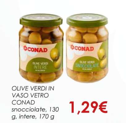 OLIVE VERDI IN VASO VETRO CONAD