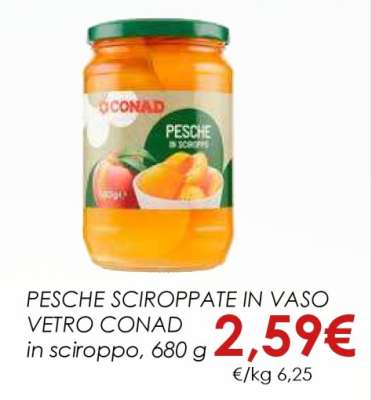 PESCHE SCIROPPATE IN VASO VETRO CONAD