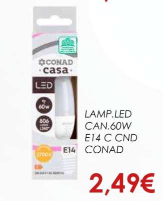 LAMP.LED CAN.60W E14 C CND CONAD
