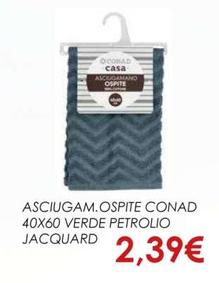 ASCIUGAM.OSPITE CONAD 40X60 VERDE PETROLIO JACQUARD