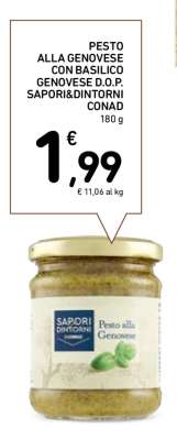 PESTO ALLA GENOVESE CON BASILICO GENOVESE D.O.P. SAPORI&DINTORNI CONAD