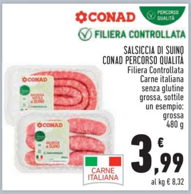 Salsiccia di Suino Conad Percorso Qualità