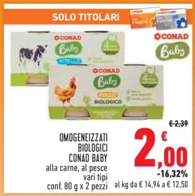 OMOGENEIZZATI BIOLOGICI CONAD BABY