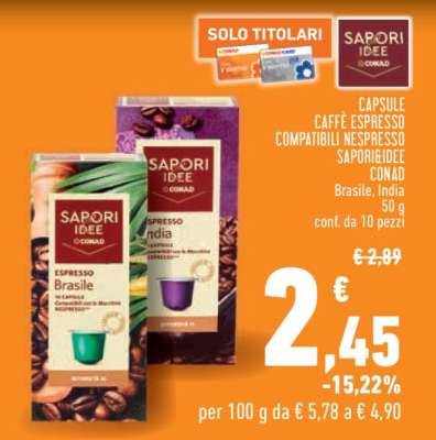 Capsule Caffè Espresso Compatibili Nespresso Sapori&Idee Conad