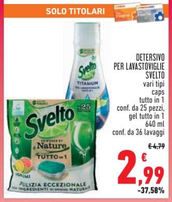 DETERSIVO PER LAVASTOVIGLIE SVELTO