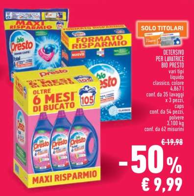 DETERSIVO PER LAVATRICE BIO PRESTO