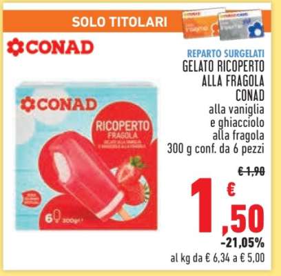 GELATO RICOPERTO ALLA FRAGOLA CONAD