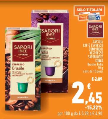 Capsule Caffè Espresso Compatibili Nespresso Sapori&Idee Conad