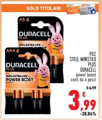 PILE STILO, MINISTILO PLUS DURACELL