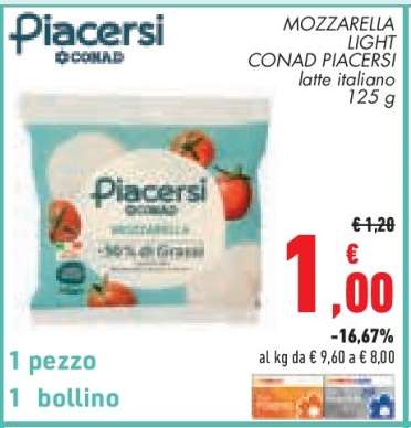 MOZZARELLA LIGHT CONAD PIACERSI