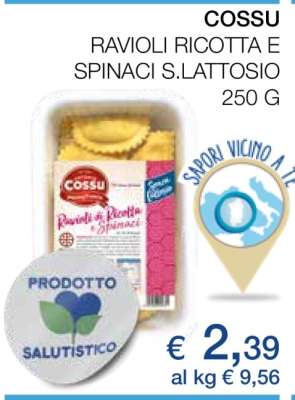 COSSU RAVIOLI RICOTTA E SPINACI S.LATTOSIO