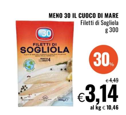 MENO 30 IL CUOCO DI MARE Filetti di Sogliola