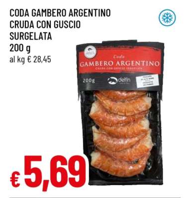 CODA GAMBERO ARGENTINO CRUDA CON GUSCIO SURGELATA