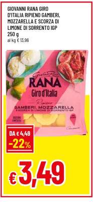GIOVANNI RANA GIRO D'ITALIA RIPIENO GAMBERI, MOZZARELLA E SCORZA DI LIMONE DI SORRENTO IGP