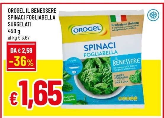 OROGEL IL BENESSERE SPINACI FOGLIABELLA SURGELATI