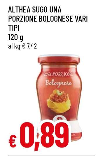 ALTHEA SUGO UNA PORZIONE BOLOGNESE VARI TIPI