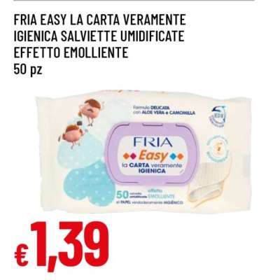 FRIA EASY LA CARTA VERAMENTE IGIENICA SALVIETTE UMIDIFICATE EFFETTO EMOLLIENTE