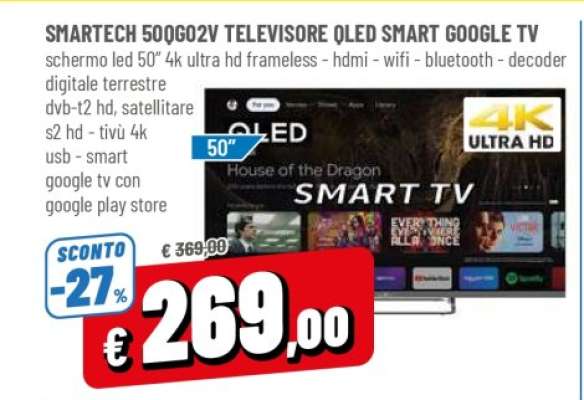 SMARTECH 50QG02V TELEVISORE QLED SMART GOOGLE TV