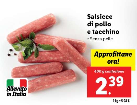 Salsicce di pollo e tacchino