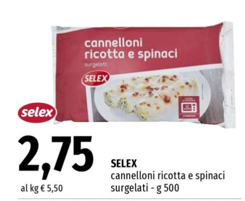 SELEX cannelloni ricotta e spinaci