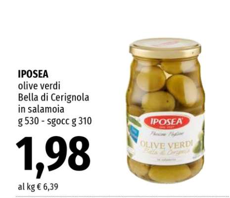 IPOSEA olive verdi Bella di Cerignola in salamoia