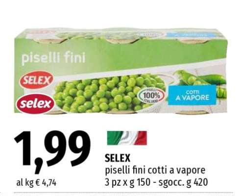 SELEX PISELLI FINI COTTI A VAPORE