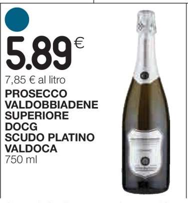 PROSECCO VALDOBBIADENE SUPERIORE DOCG SCUDO PLATINO VALDOCA
