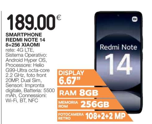 SMARTPHONE REDMI NOTE 14 8+256 XIAOMI