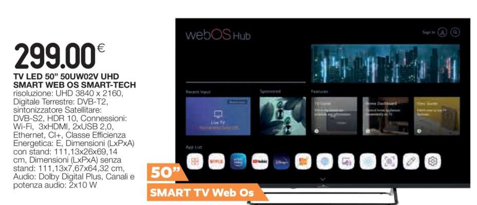 TV LED 50'' 50UW02W UHD SMART WEB OS SMART-TECH