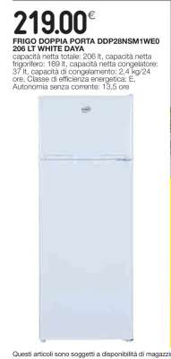 FRIGO DOPPIA PORTA DDP28NSM1WE0 206 LT WHITE DAYA