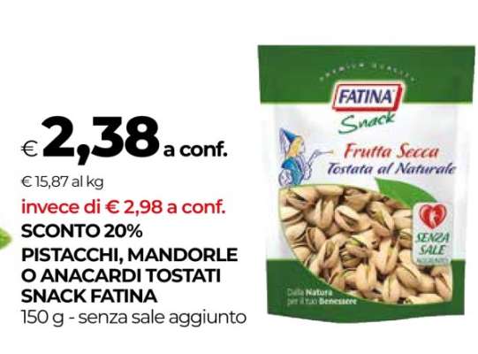 FATINA Snack Frutta Secca Tostata al Naturale